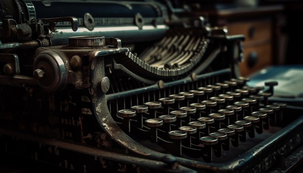 Maquinaria metálica obsoleta una máquina de escribir pasada de moda generada por AI