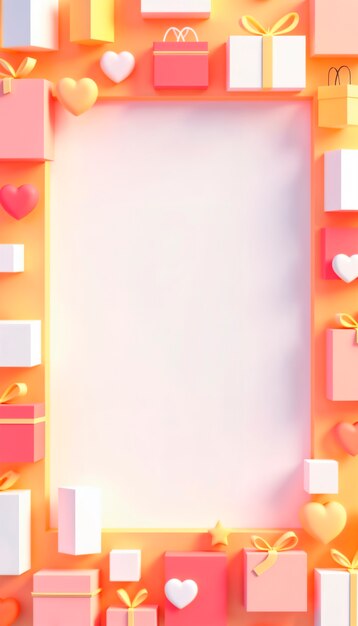 Marco de la caja de regalos para el día de San Valentín