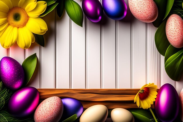 Un marco con coloridos huevos de pascua