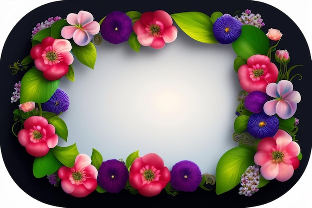Foto gratuita un marco con flores y hojas