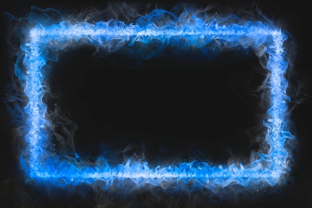 Foto gratuita marco de llama, forma de rectángulo azul, fuego ardiente realista