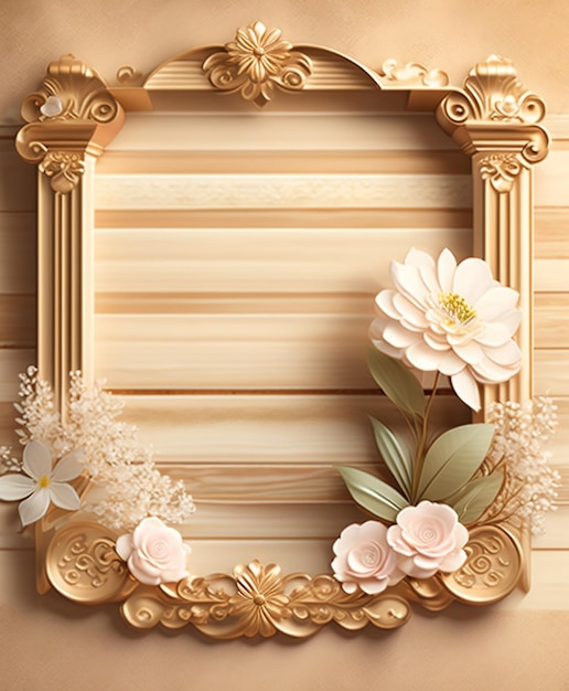 Un marco de madera con flores