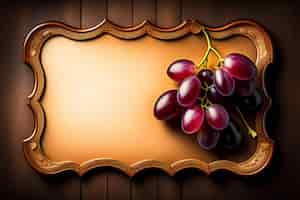 Foto gratuita un marco de madera con uvas