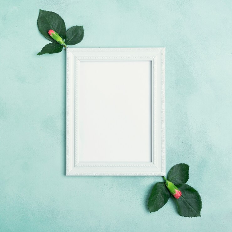 Foto gratuito marco de maqueta vacía con espacio de copia y flores de clavel