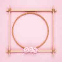 Foto gratuita marco vacío de madera creativo simple sobre fondo rosa