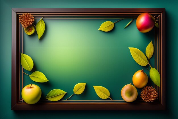 Un marco verde con frutas