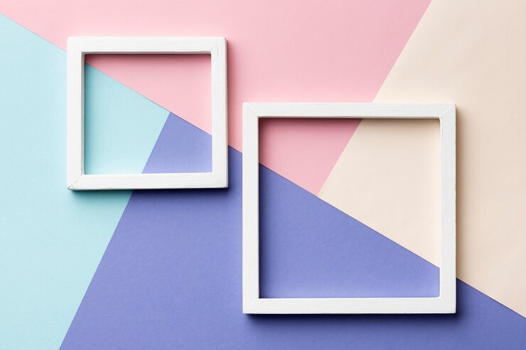 Foto gratuito marcos planos sobre fondo de colores