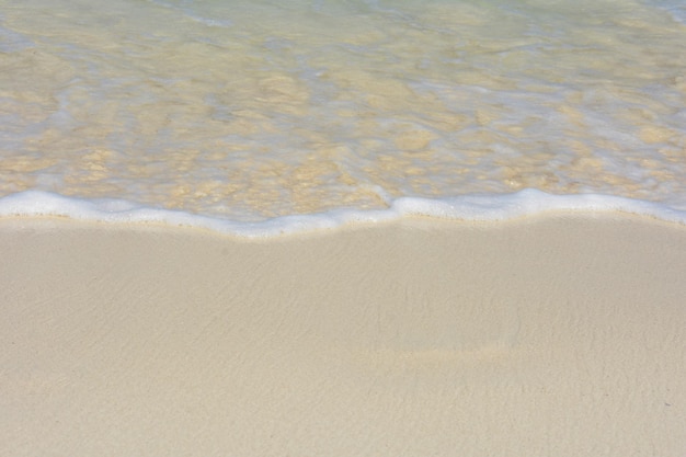 Marea menguando lejos de la orilla cubierta de arena