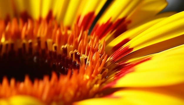 Foto gratuita margarita gerbera amarilla vibrante una sola flor en un primerísimo plano generado por ia