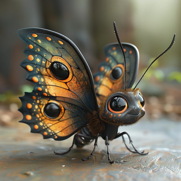 Foto gratuita mariposa animada en 3d