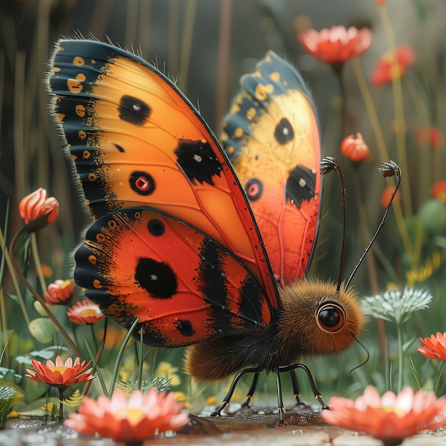 Foto gratuita mariposa animada en 3d