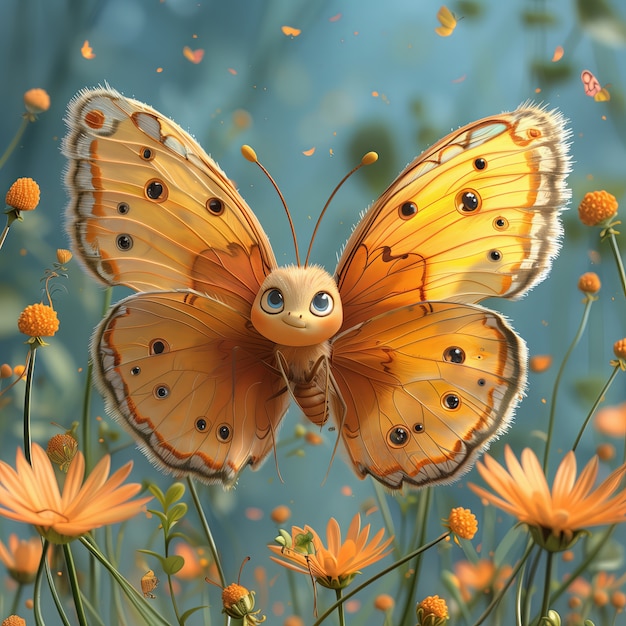 Foto gratuita mariposa animada en 3d