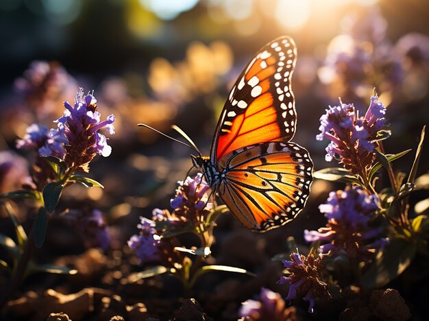 Mariposa en flor