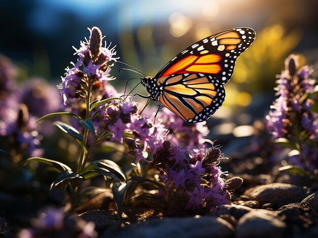 Mariposa en flor