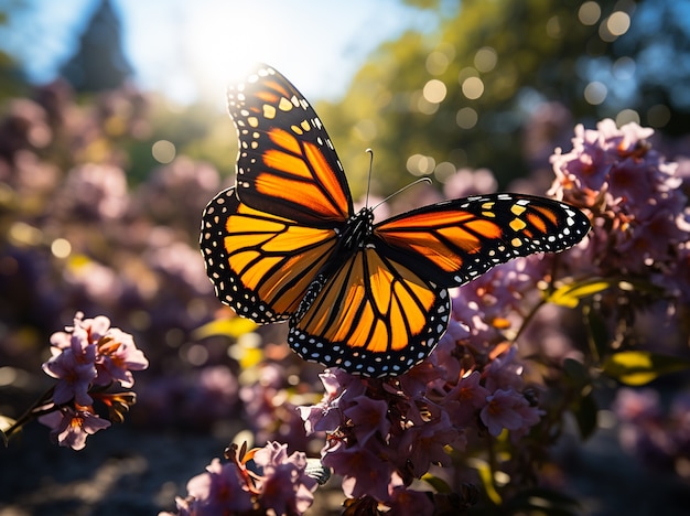 Foto gratuita mariposa en flor