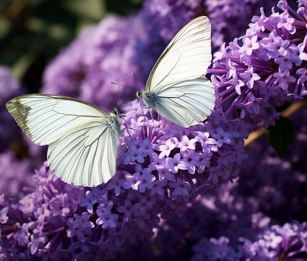 Las mariposas blancas en flor