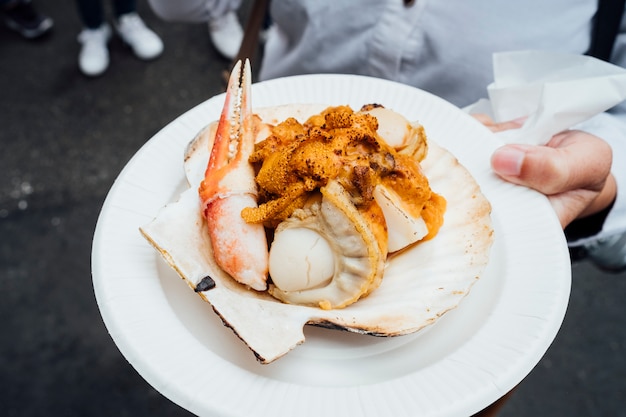 mariscos en mercadillo