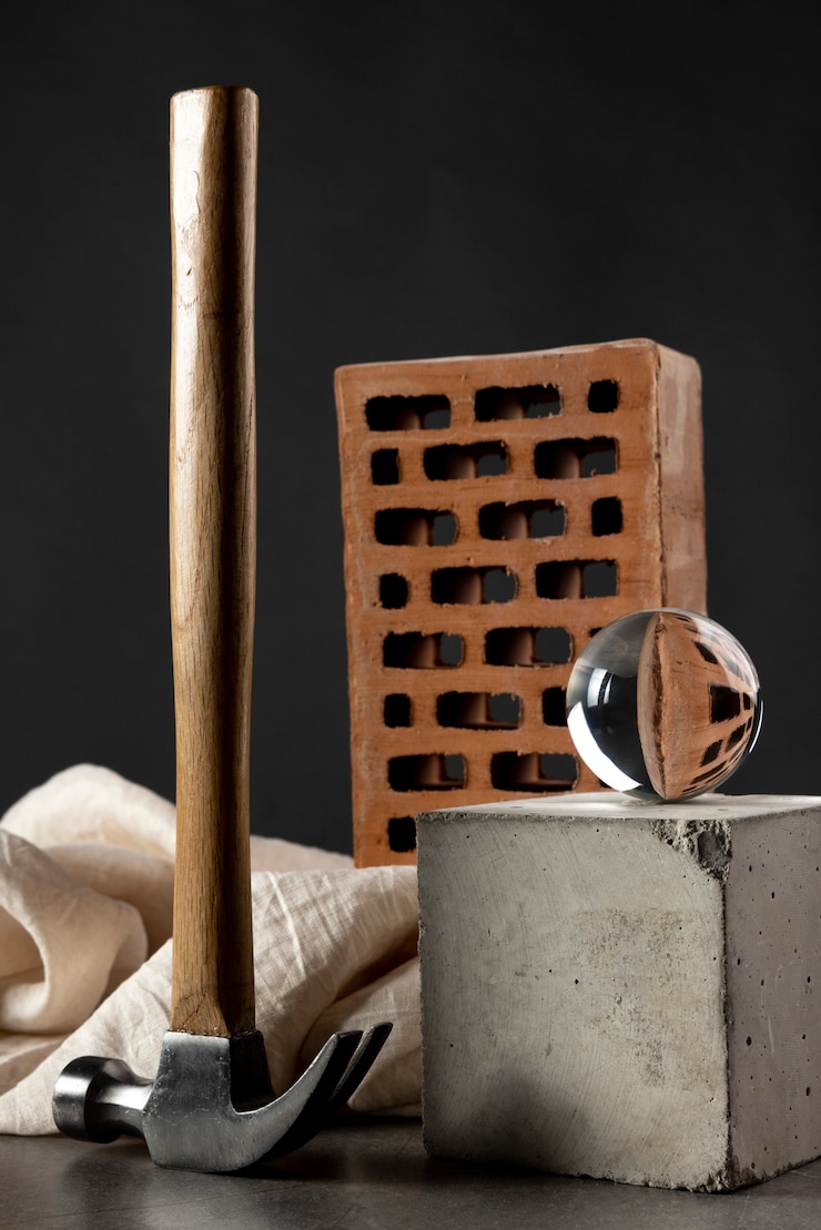 Foto gratuito martillo de construcción dentro de la naturaleza muerta