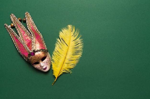 Foto gratuita máscara veneciana y gran pluma