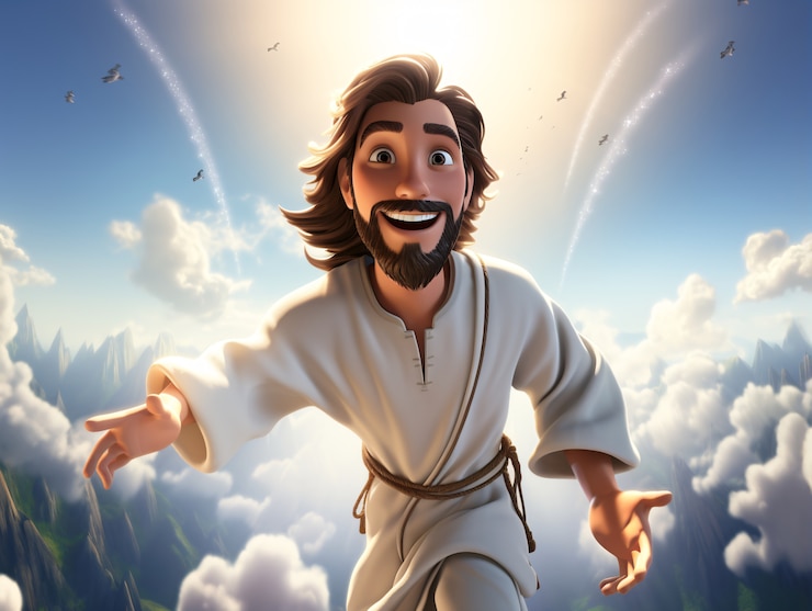 Foto gratuito mediano disparo de dibujos animados de jesucristo