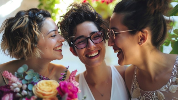 Foto gratuita mediano disparó a la gente en una relación abierta