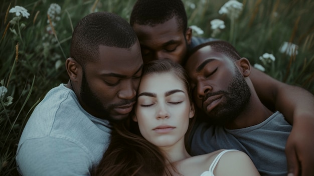 Foto gratuita mediano disparó a la gente en una relación abierta