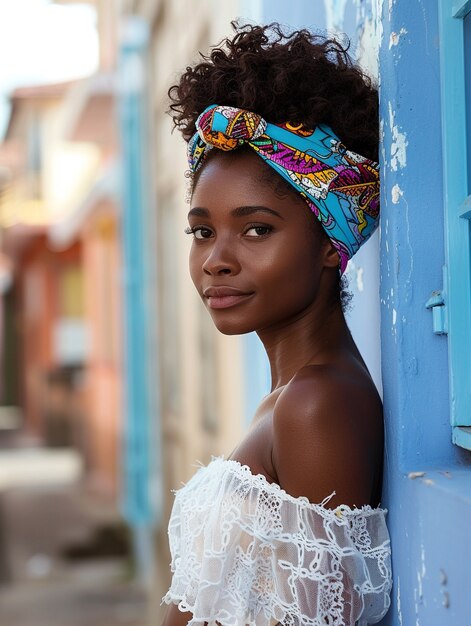 Mediano disparo hermosa mujer africana posando