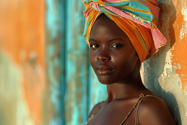 Mediano disparo hermosa mujer africana posando