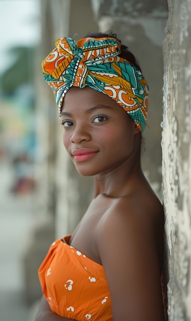 Foto gratuita mediano disparo hermosa mujer africana posando