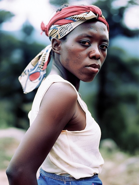 Foto gratuita mediano disparo hermosa mujer africana posando