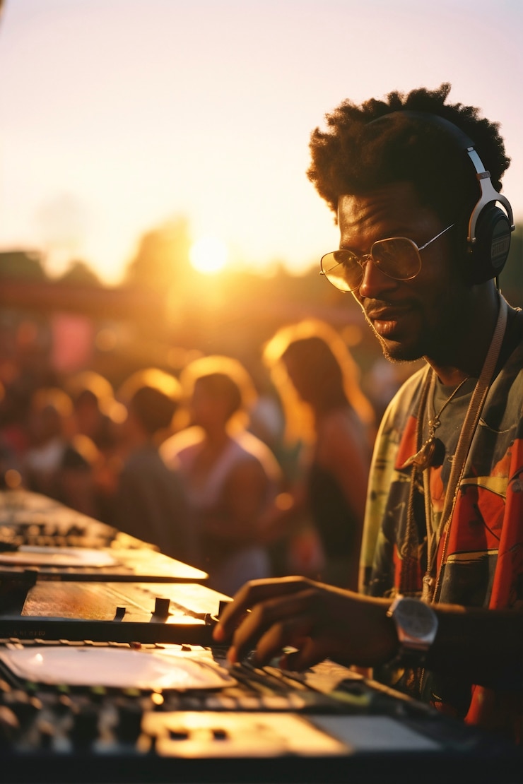 Foto gratuito mediano disparo hombre mayor siendo dj