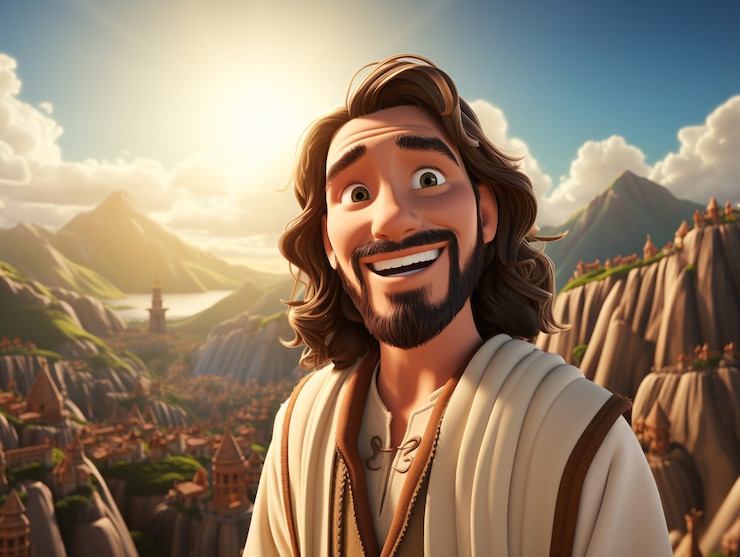 Foto gratuito mediano tiro de dibujos animados de jesucristo