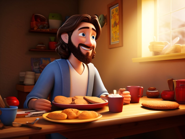 Foto gratuito mediano tiro de dibujos animados de jesucristo