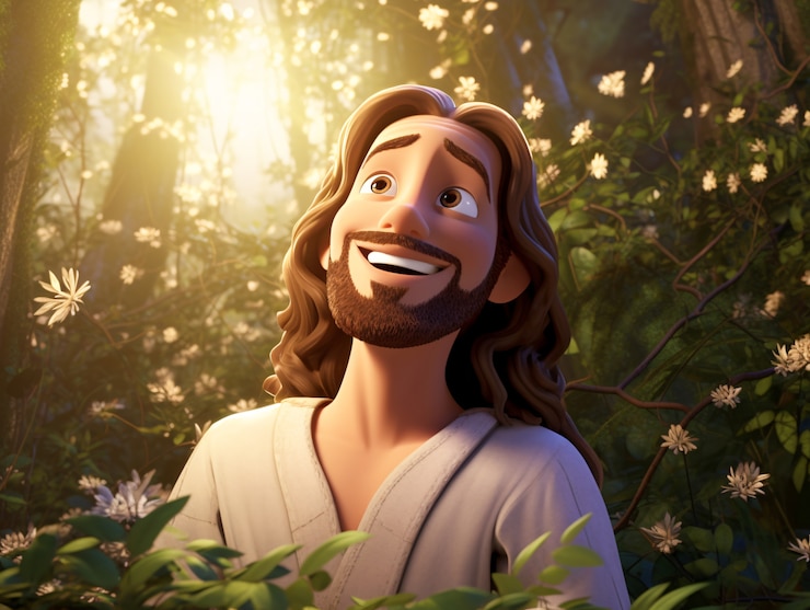 Foto gratuito mediano tiro de dibujos animados de jesucristo