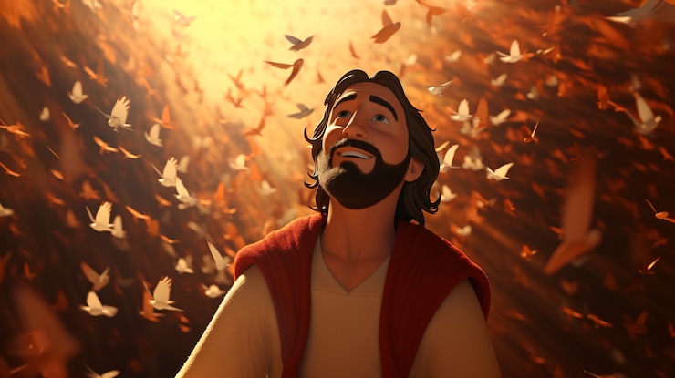 Foto gratuito mediano tiro de dibujos animados de jesucristo
