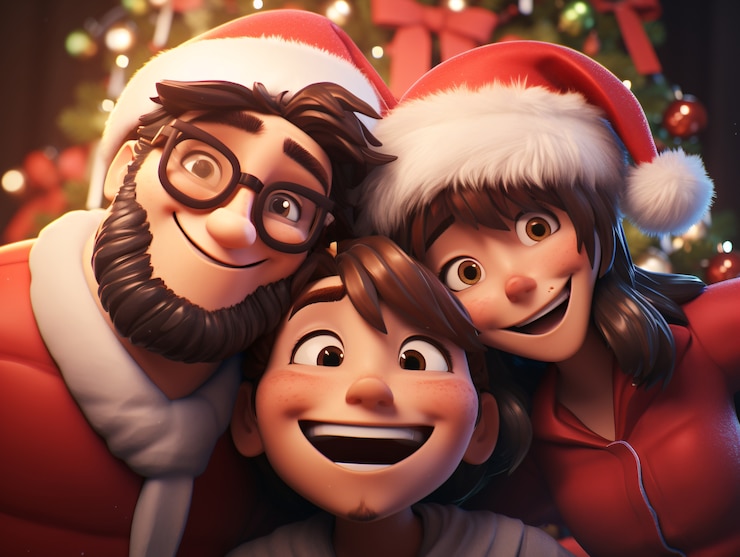 Foto gratuito mediano tiro a la gente celebrando la navidad