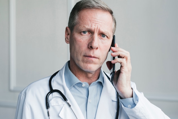 Médico haciendo una llamada telefónica