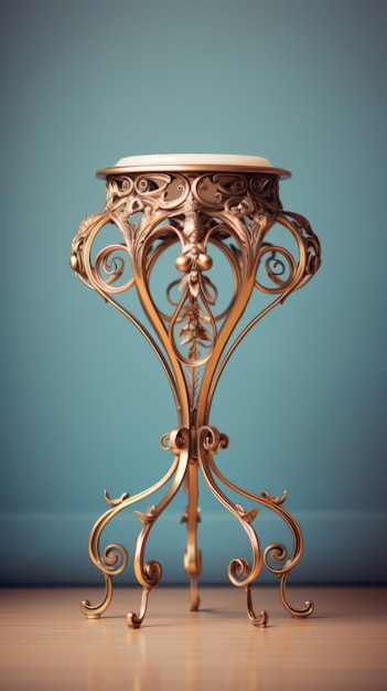 Meja berornamen dengan gaya art nouveau