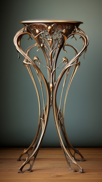 Meja berornamen dengan gaya art nouveau