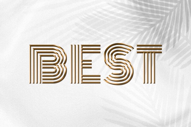 La mejor palabra en estilo de texto dorado