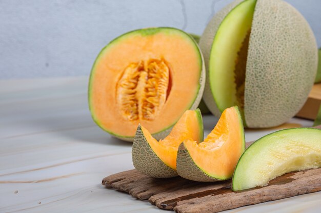 Melón japonés o melón, melón, fruta de temporada, concepto de salud.