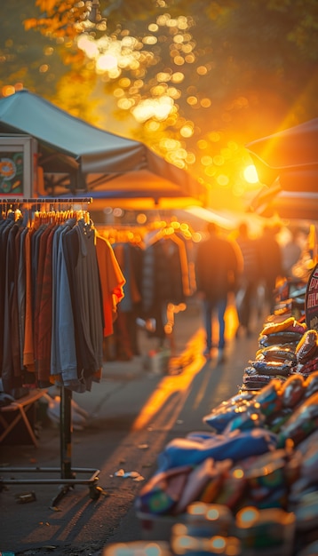 Foto gratuita mercado callejero al atardecer