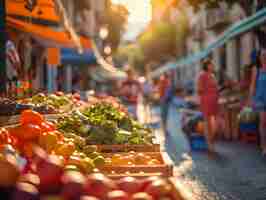 Foto gratuita mercado callejero al atardecer