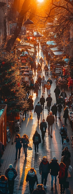 Foto gratuita mercado callejero al atardecer