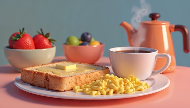 Mesa de comida de dibujos animados en 3D