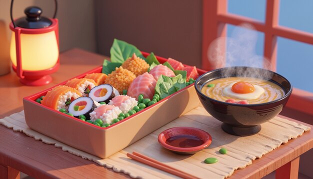 Mesa de comida de dibujos animados en 3D