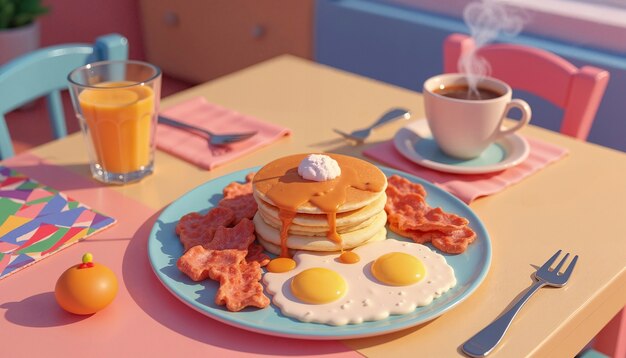 Mesa de comida de dibujos animados en 3D