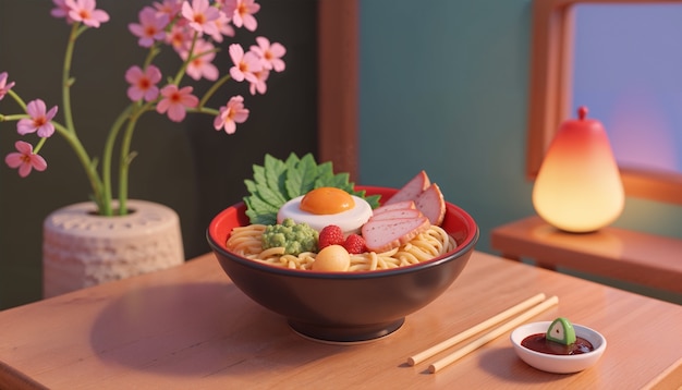 Mesa de comida de dibujos animados en 3D