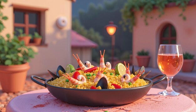 Mesa de comida de dibujos animados en 3D
