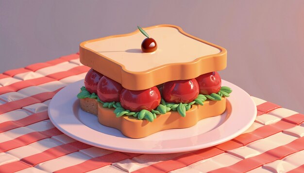 Mesa de comida de dibujos animados en 3D